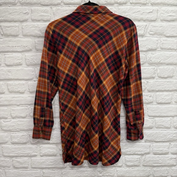 Soft Surroundings Rhinestone Embroidered Fall Orange Button Up Tunic Size Small - Picture 7 of 13